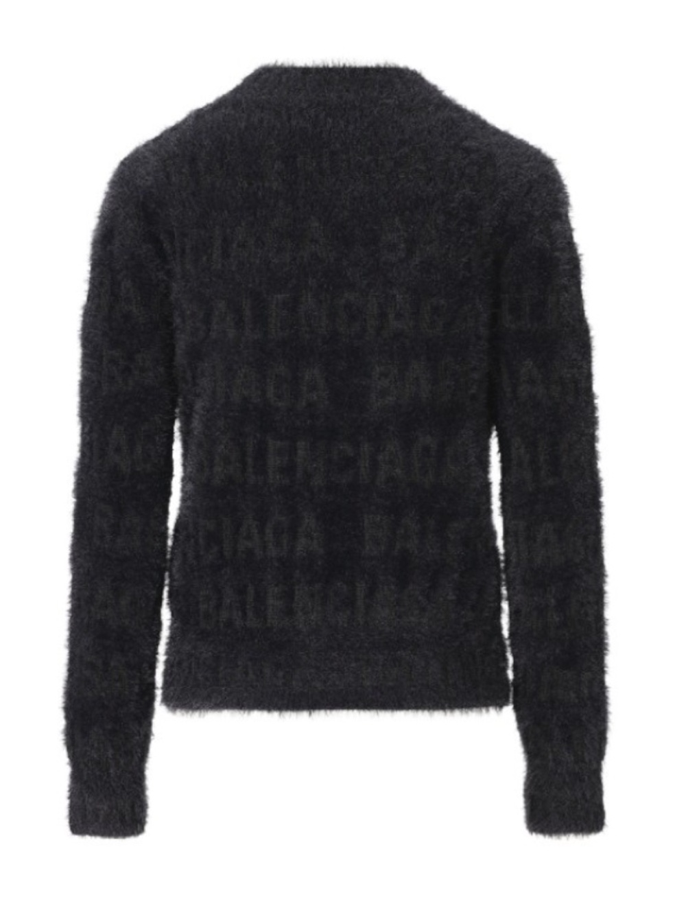 BNWT Balenciaga Allover Logo Furry Wool Sweater Black Women Medium 769027 top